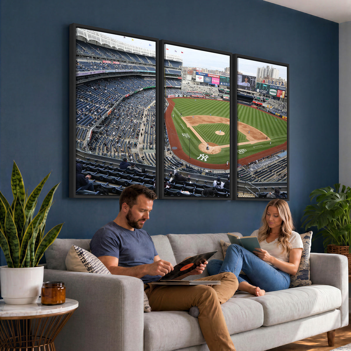 45784-MGV-CV-36X24 - New York Yankees Baseball Team Print, Yankee Stadium Wall Art Canvas Print