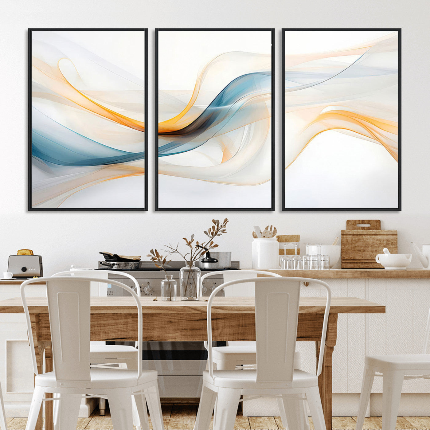 MGV-FC-60X30-3P - Decorative Turquoise Abstract Wave Wall Art Canvas Print