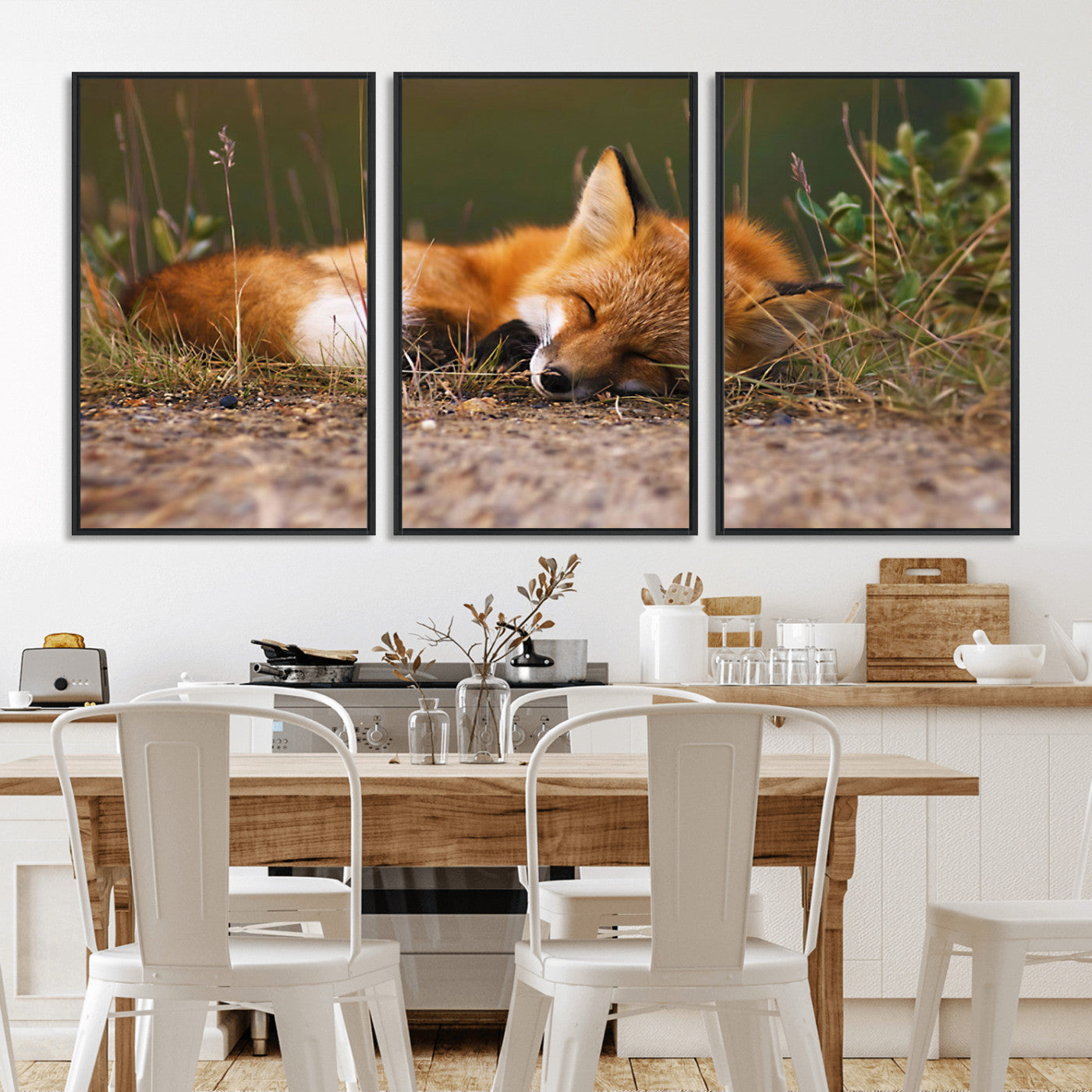 -Sleeping Fox Wall Art Canvas Print, Farmhouse Wall Decor and Animal Wall Art Print
