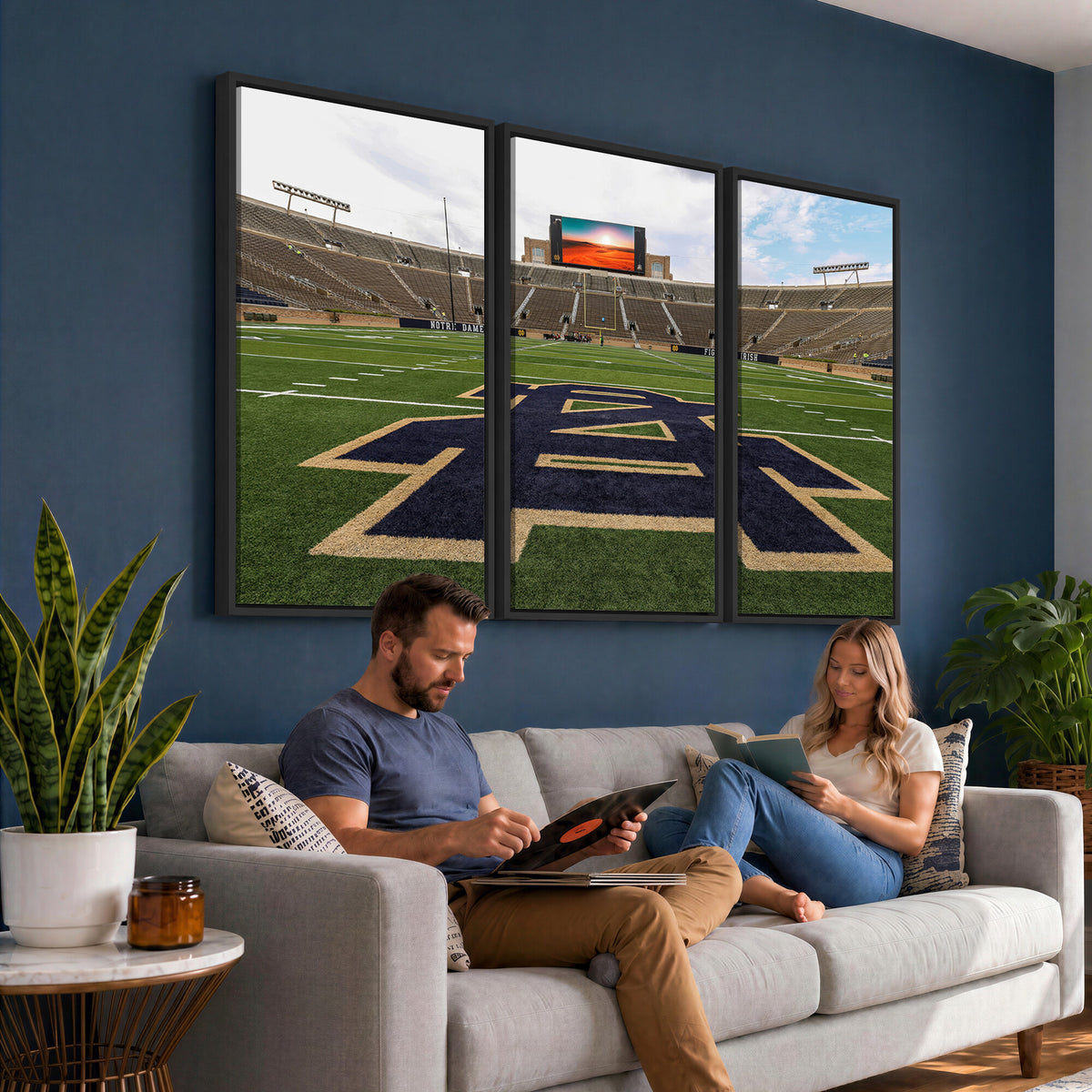 52835-MGV-CV-36X24 - Notre Dame Stadium Giclee Canvas Print | Triptych Wall Art Featuring Iconic Notre Dame Football