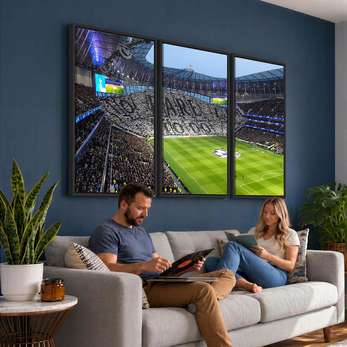 38765-MGV-CV-36X24 - Tottenham Hotspur Stadium Canvas Print, Match Day Triple Canvas Wall Art