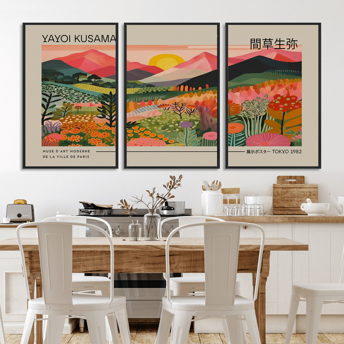 MGV-FC-60X30-3P - Yayoi Kusama 1986 Wall Art Print - Wabi Sabi Japanese Wall Art Print - Vibrant Abstract Landscape