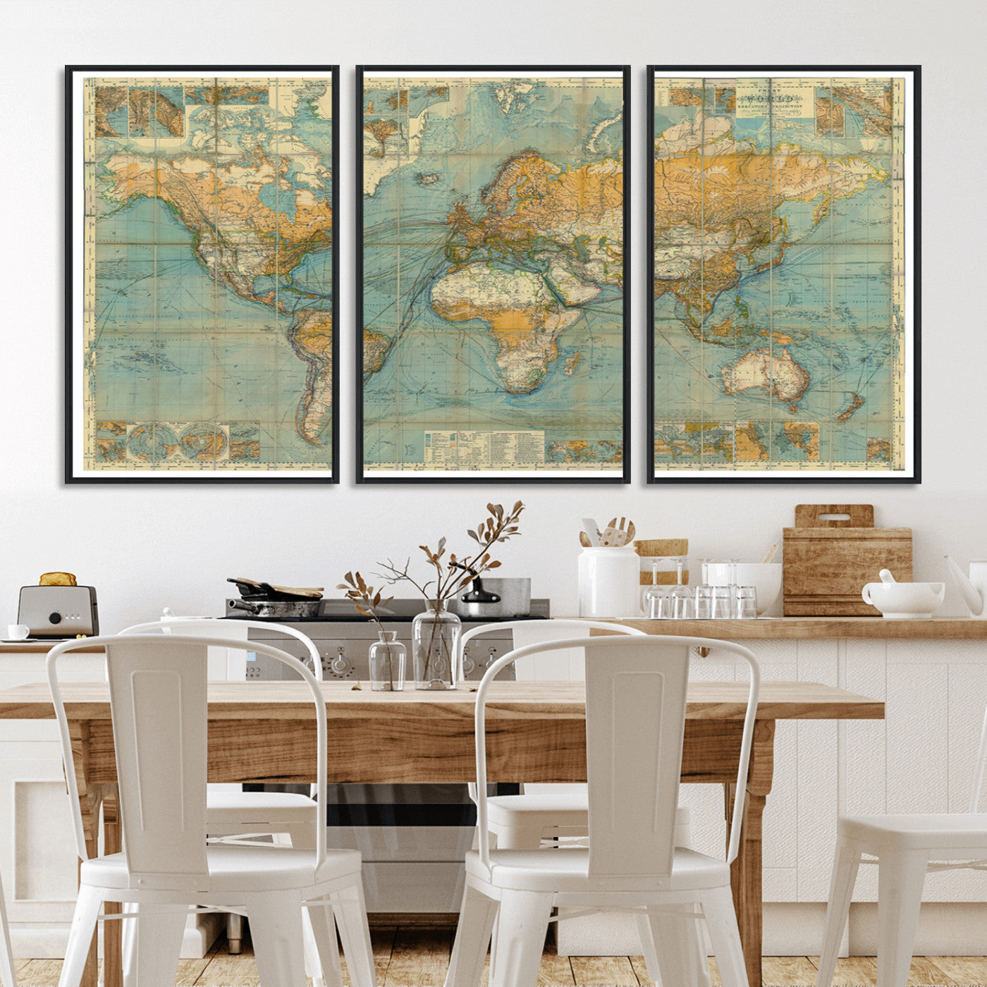 MGV-FC-60X30-3P - Push Pin World Map Canvas Print – Framed Wall Art for Couples to Track Their Travels – Anniversary