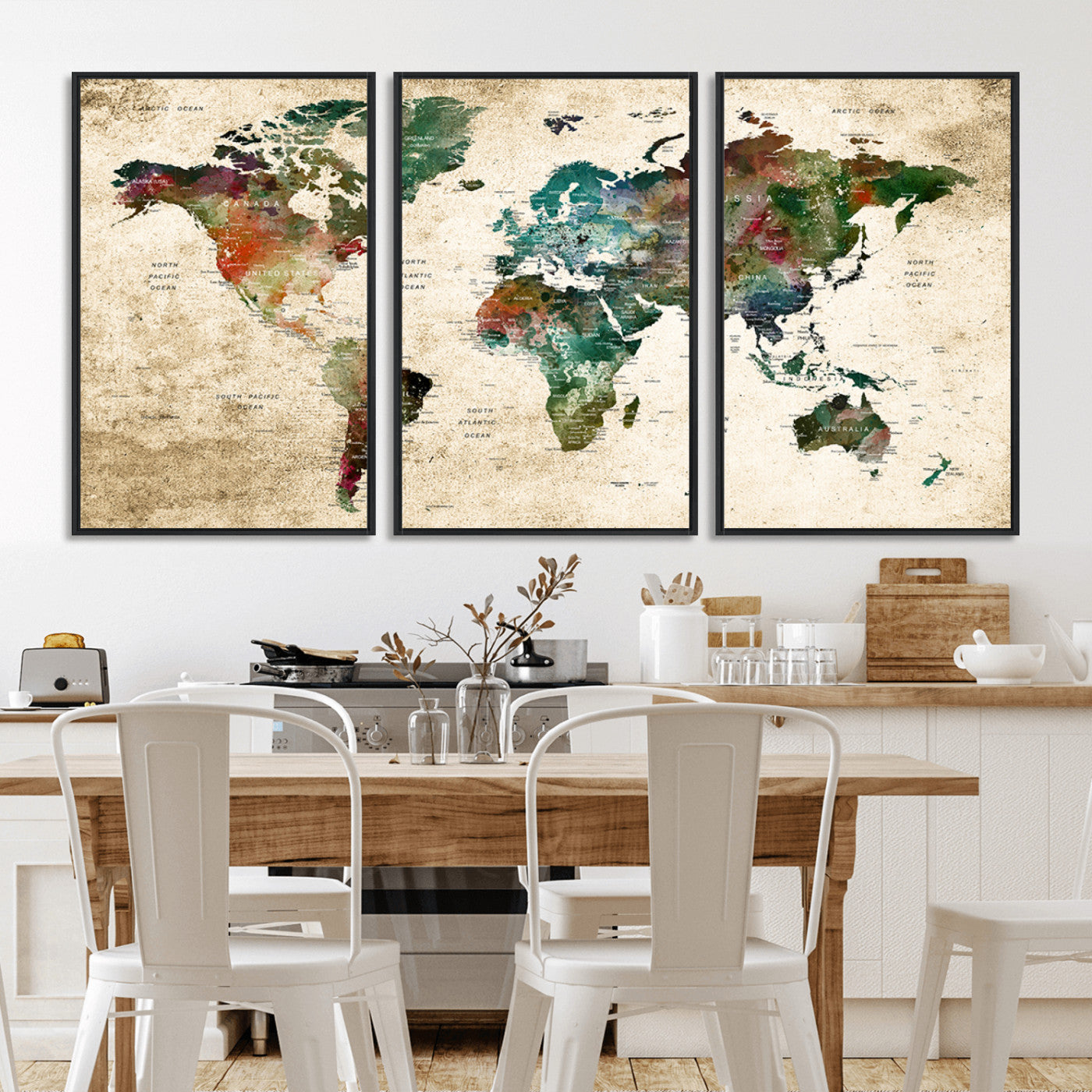 45128-MGV-CV-36X24-Push Pin World Map Canvas Print – Framed Wall Art for Couples to Track Their Travels – Anniversary Gift or Home Adventure Decor