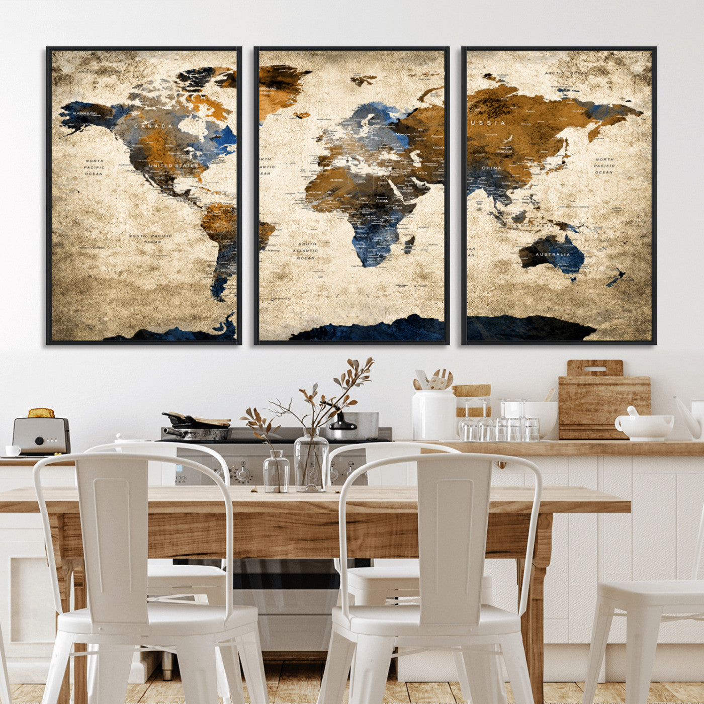 MGV-FC-60X30-3P - Push Pin World Map Canvas Print – Framed Wall Art for Couples to Track Their Travels – Anniversary