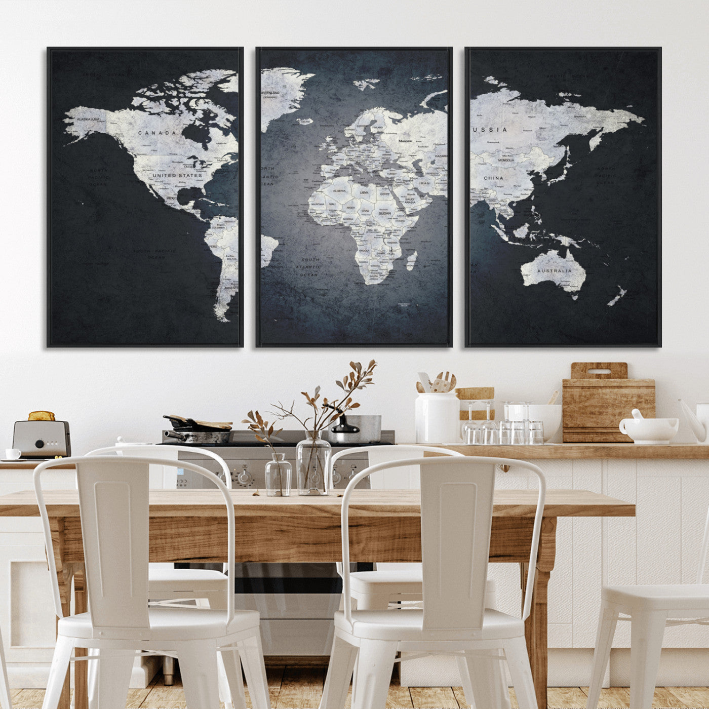 MGV-FC-60X30-3P - World Map Wall Art Canvas Print for Home and Office Decor