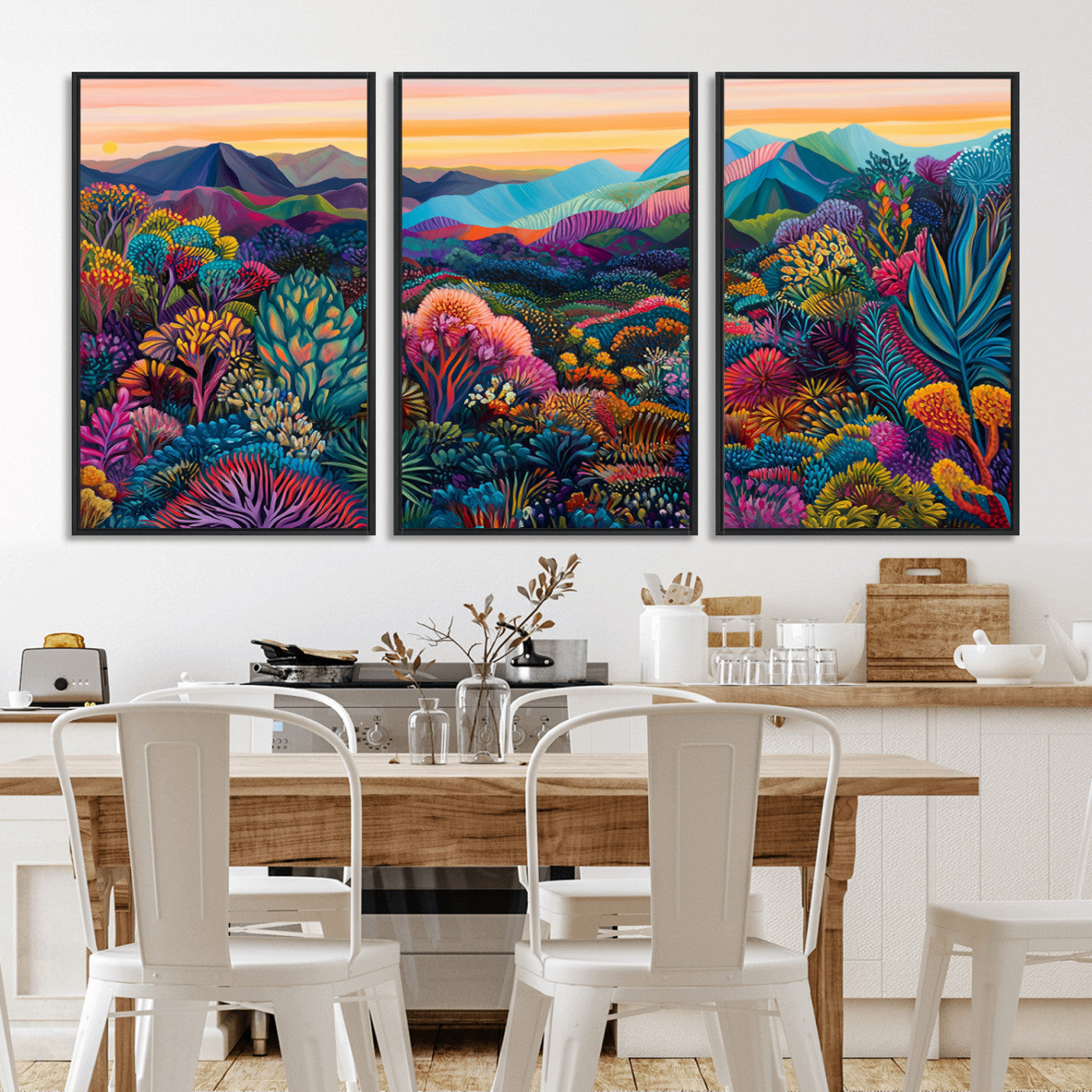 MGV-FC-60X30-3P - Colorful Abstract Landscape Wall Art Print Canvas - Vibrant Modern Decor for Living Room, Office, or