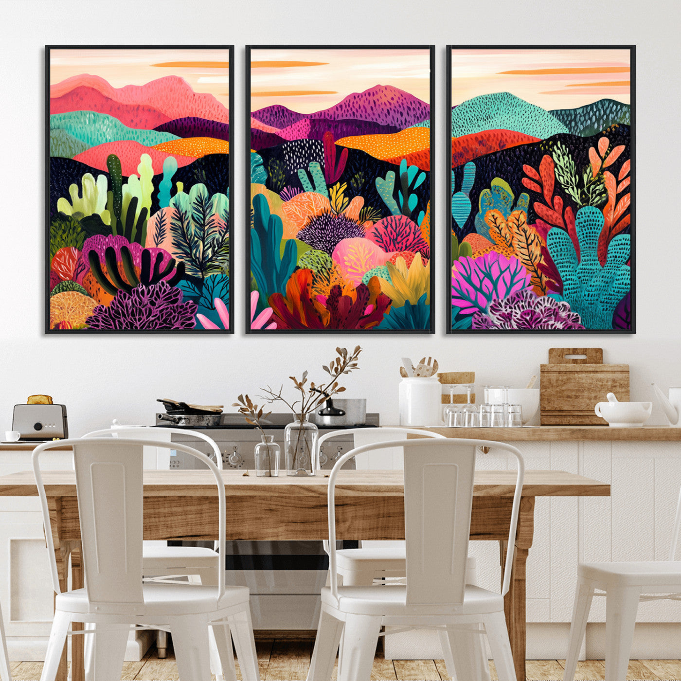MGV-FC-60X30-3P - Abstract Kusama Print - Landscape Canvas Wall Art Print - Vibrant Modern Decor for Living Room,