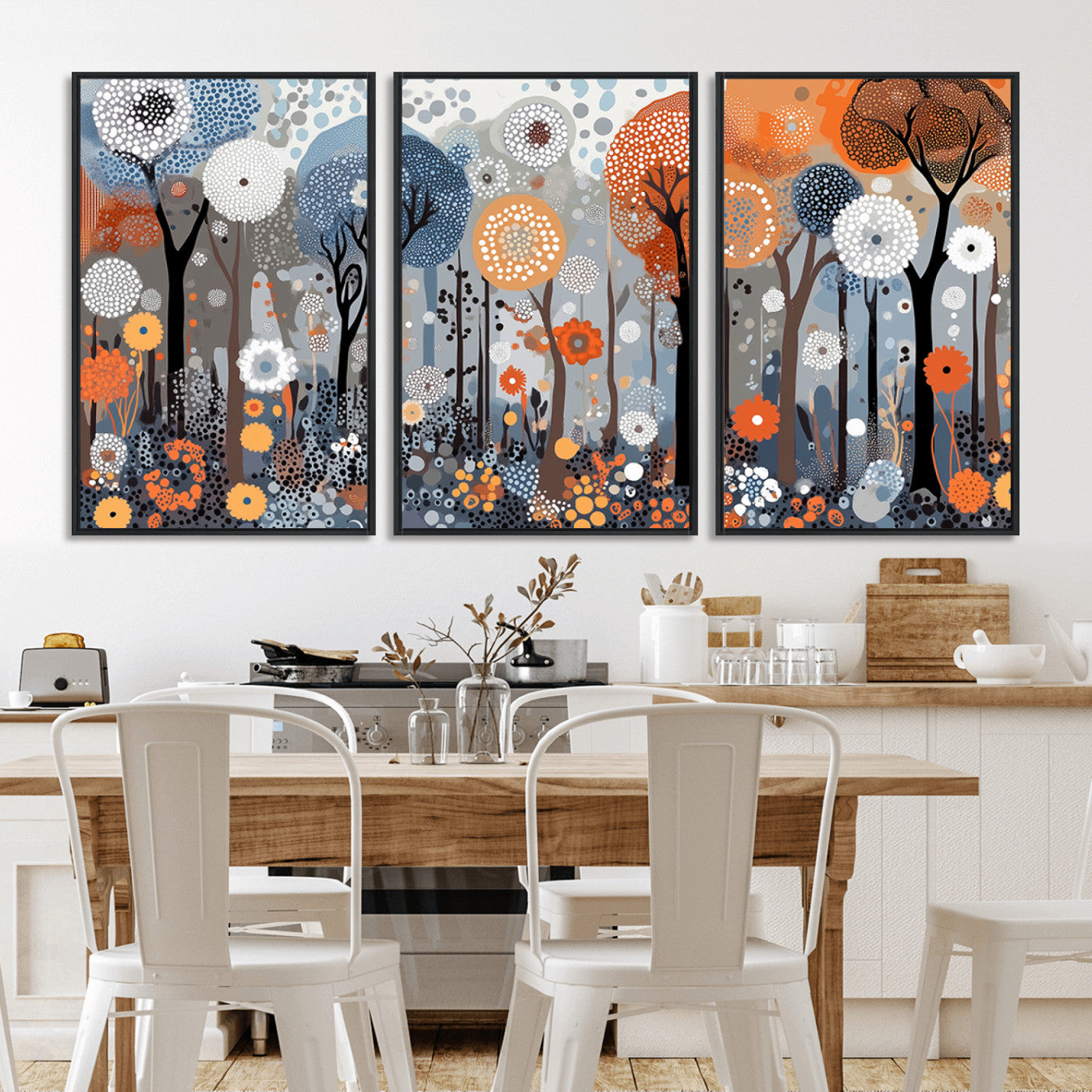 MGV-FC-60X30-3P - Abstract Winter Landscape Canvas Wall Art Print - Large Colorful Nature Wall Decor