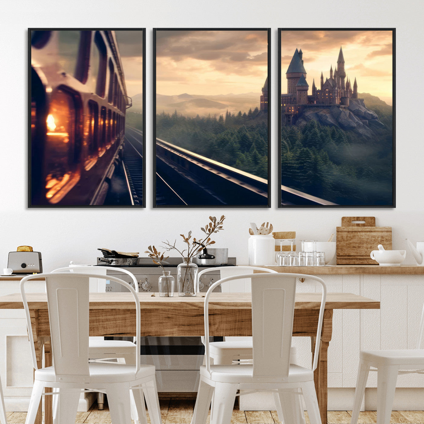 MGV-FC-60X30-3P - Harry Castle Wall Art Canvas Print, Wizard School Wall Art Print, Movie Wall Art Print
