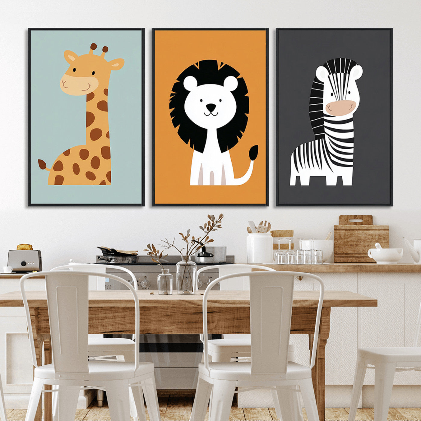 MGV-FC-60X30-3P - Boho Jungle Animal Nursery Wall Art Prints - Safari Decor in Earth Tones for Modern and Stylish