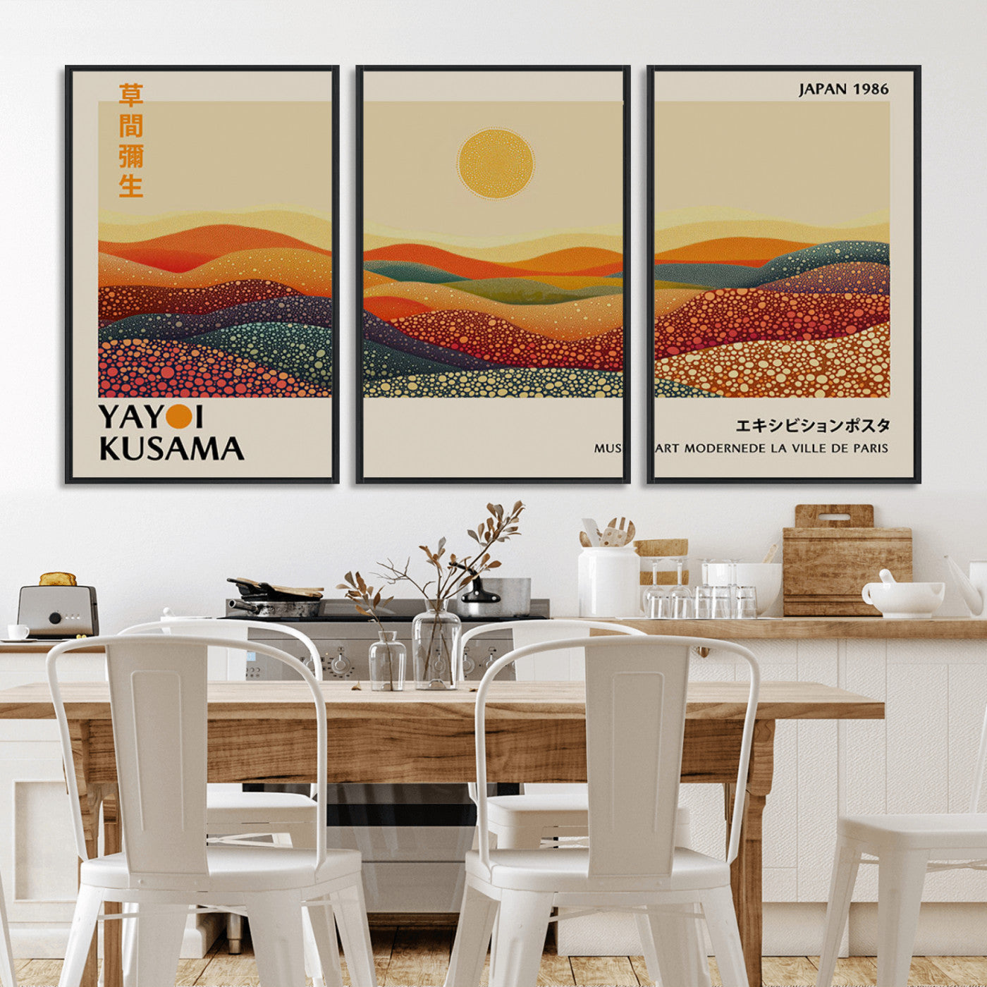 MGV-FC-60X30-3P - Yayoi Kusama Art Print Wall Decor – Yayoi Kusama Wabi Sabi Japanese Wall Art Print - Vibrant