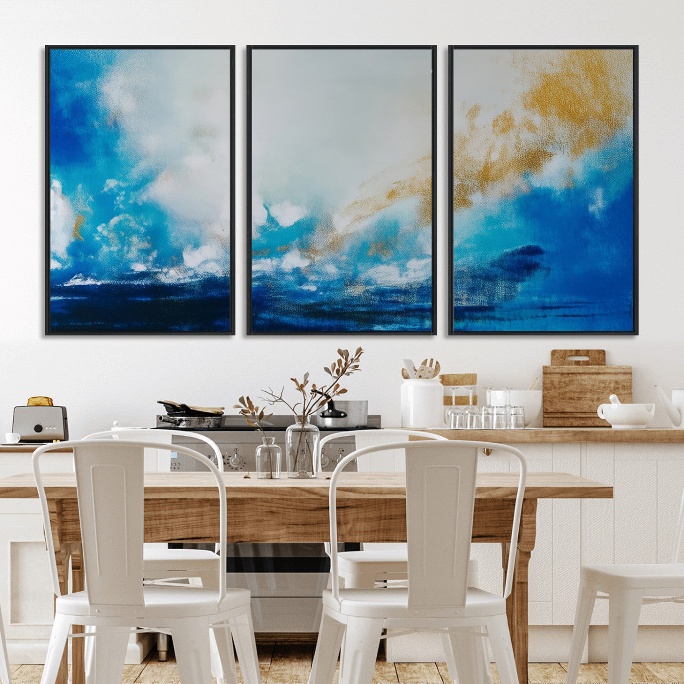 MGV-FC-60X30-3P - Blue Abstract Print - Dynamic Ocean-Inspired Canvas Wall Art