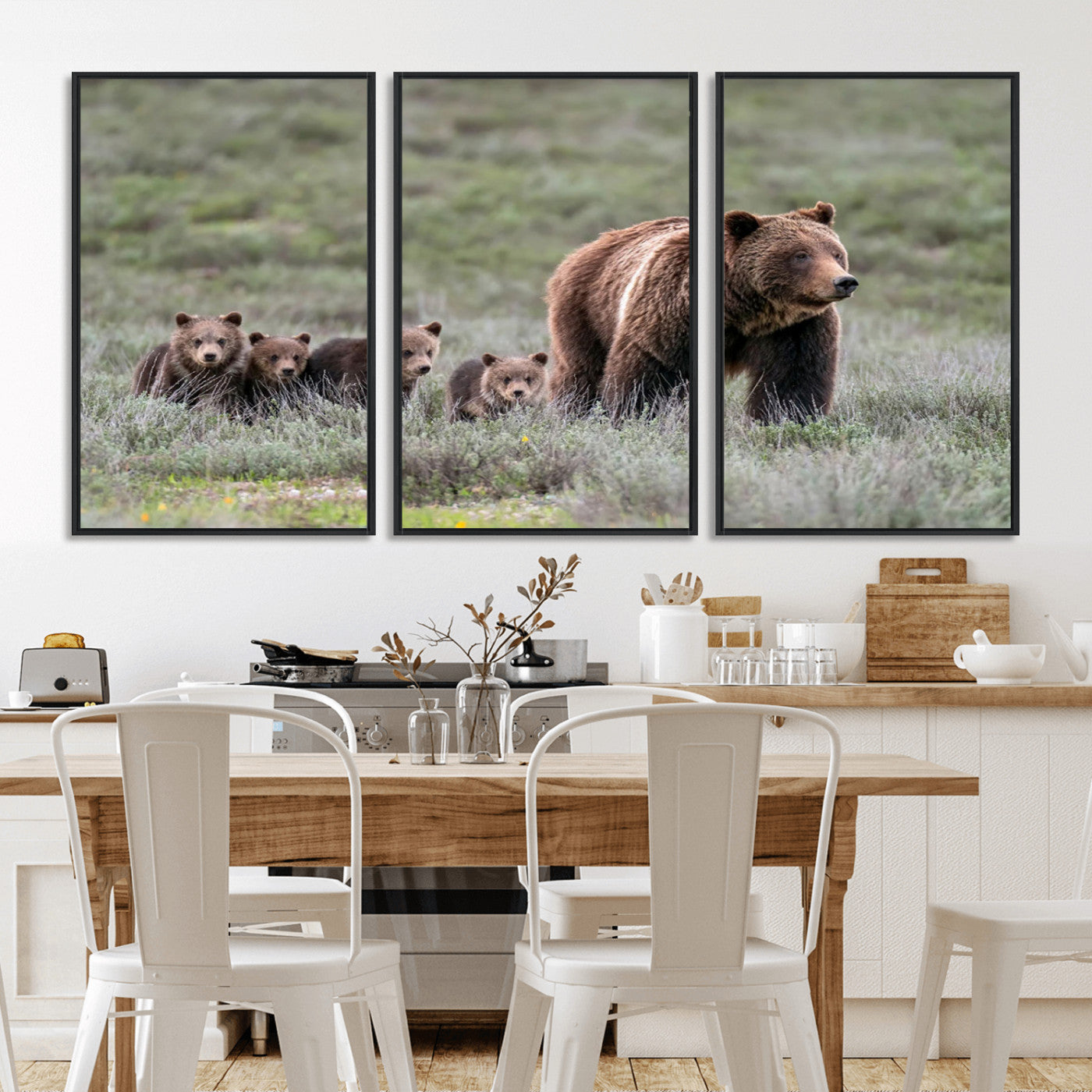 MGV-FC-60X30-3P - Wildlife Photography of 399 Grizzly Bear Cubs | Queen of the Tetons Canvas Wall Art Print