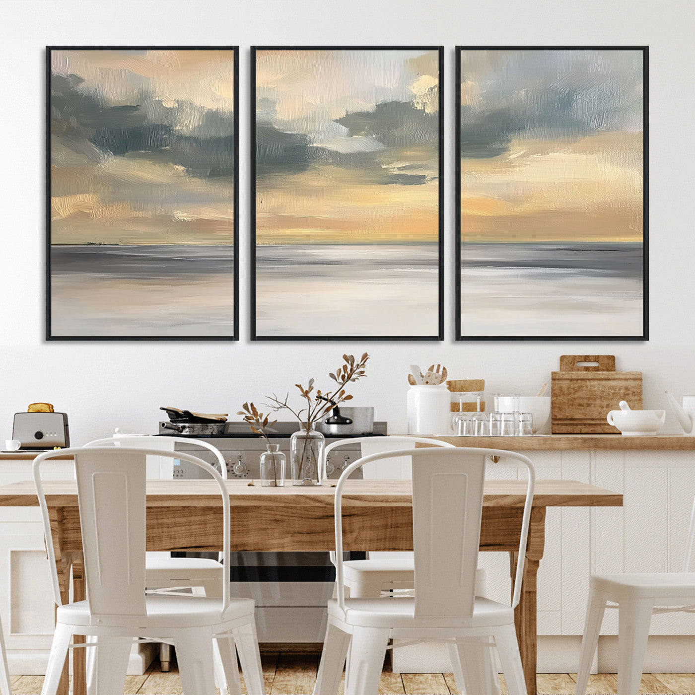 MGV-FC-60X30-3P - Modern Coastal Artwork with Vibrant Abstract Ocean Waves Wall Art Canvas Print for Contemporary