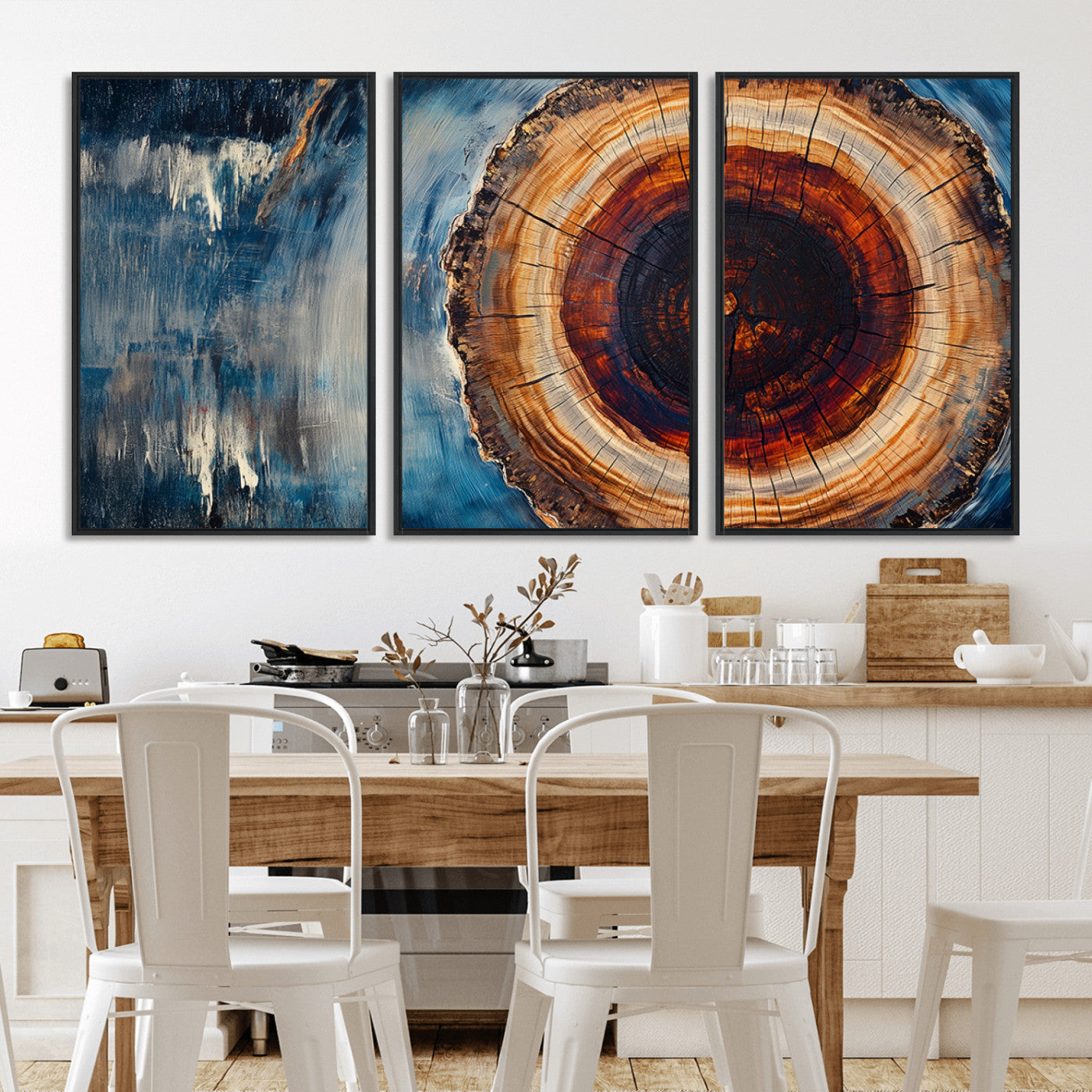 MGV-FC-60X30-3P - Abstract Tree Rings Wall Art Canvas Print - Wood Grain Rings Canvas Print - Nature Woodland Wall