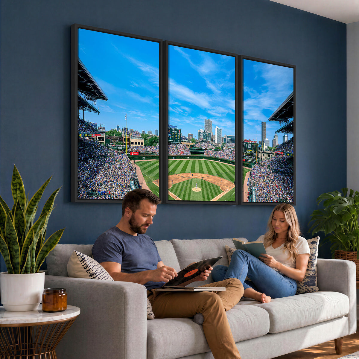 32373-MGV-CV-36X24 - Wrigley Field Chicago Cubs Panoramic Art Multi-Piece Canvas