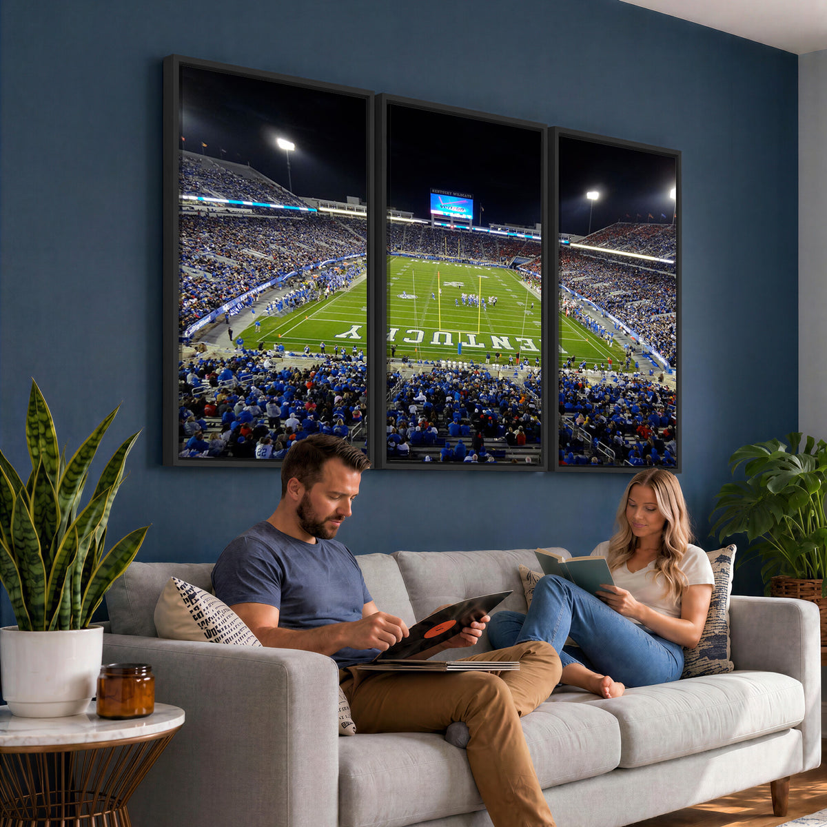 14304-MGV-CV-36X24 - Kroger Field Canvas Wall Art, Kentucky Stadium Wall Art, Framed and Ready to Hang