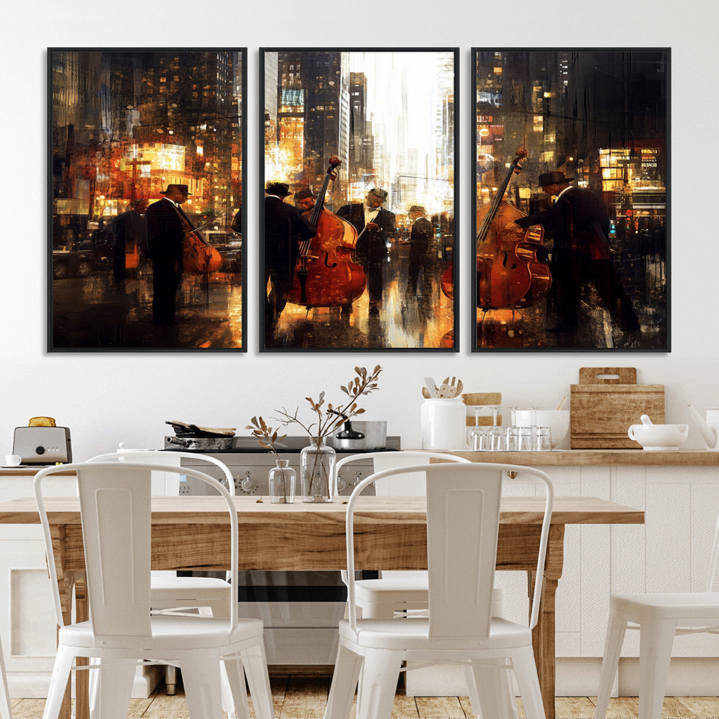 MGV-FC-60X30-3P - Abstract Jazz Art Wall Art Canvas Print - Framed Abstract Music Canvas - Colorful Instrument Poster