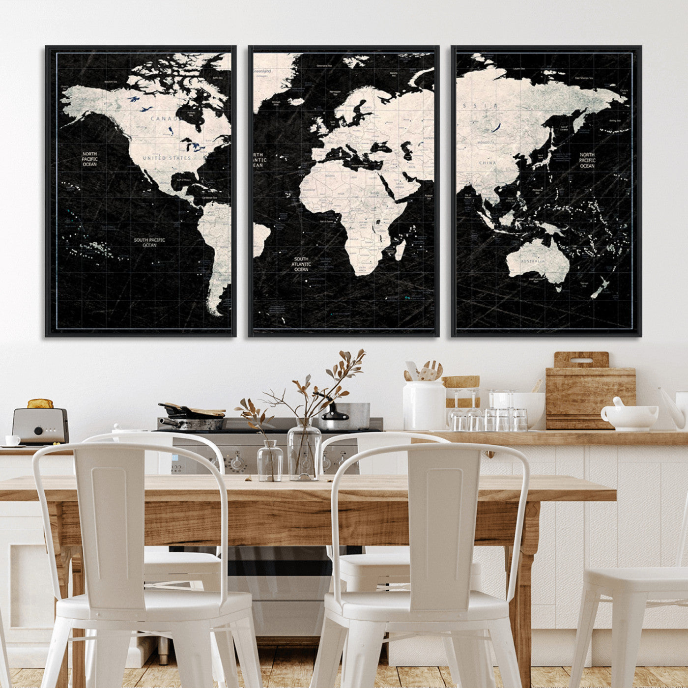 MGV-FC-60X30-3P - Push Pin World Map Canvas Print – Framed Wall Art for Couples to Track Their Travels – Anniversary