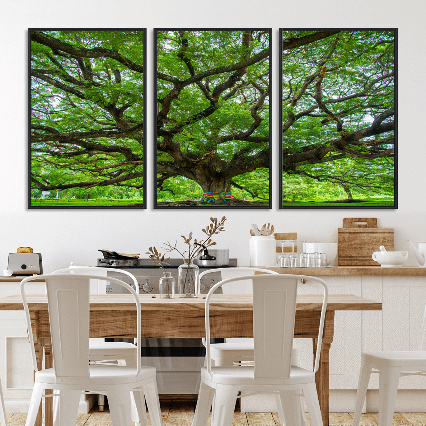 MGV-FC-60X30-3P - Oak Tree Wall Art Print, Forest Canvas Wall Art for Home and Office, Framed Angel Oak Tree Canvas