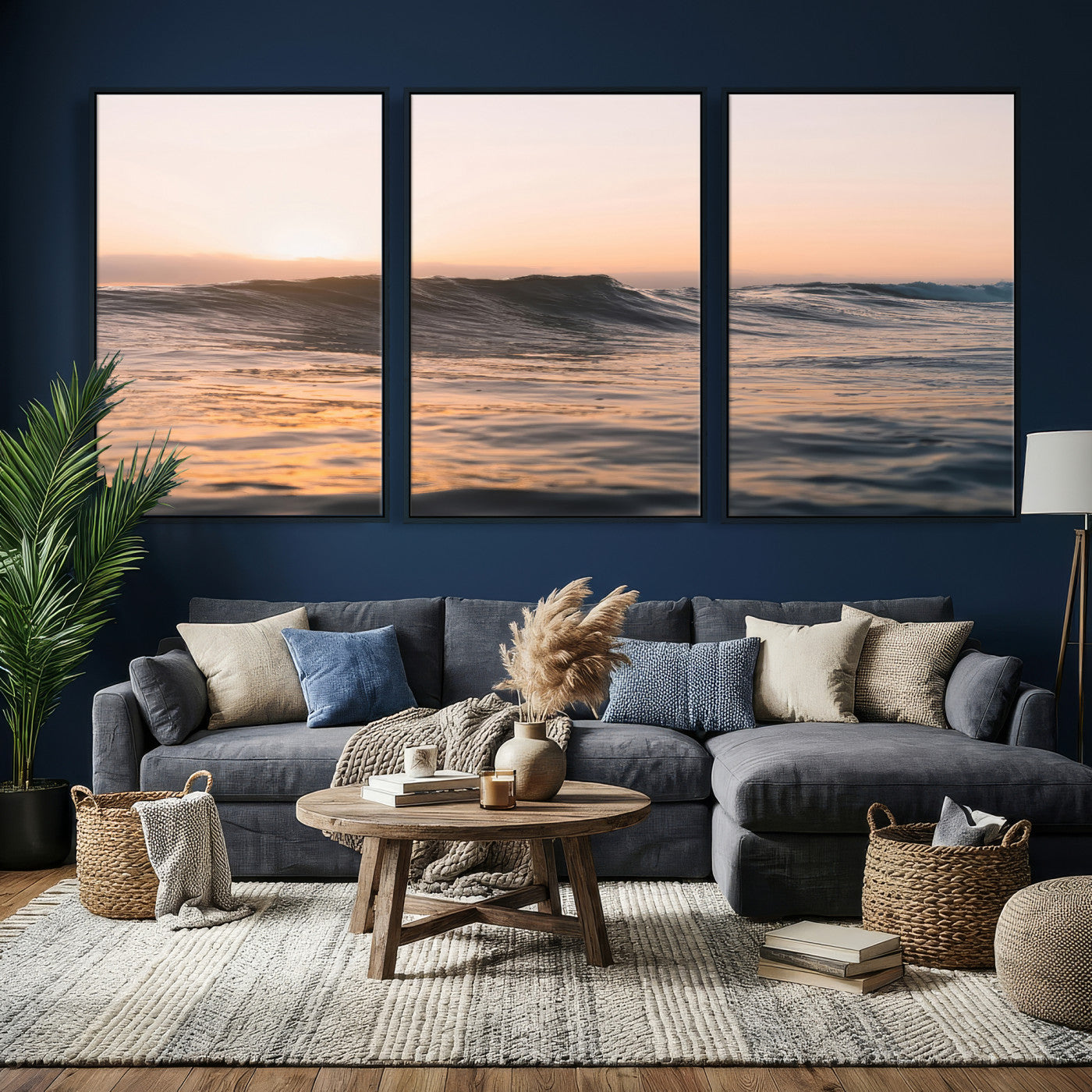 46299358-MGV-CV-36X24 - Golden Sunset Ocean Wall Art – Tranquil Waves & Peaceful Horizon Canvas Print, Soft Light and Evening Glow for Serene Beach, Home or Nature Decor