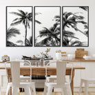 46641801-MGV-FC-60X30-3P-Palm Wall Art Canvas Print, Framed Tropics Art Picture Print, Monochrome Perfect Minimalist Decor
