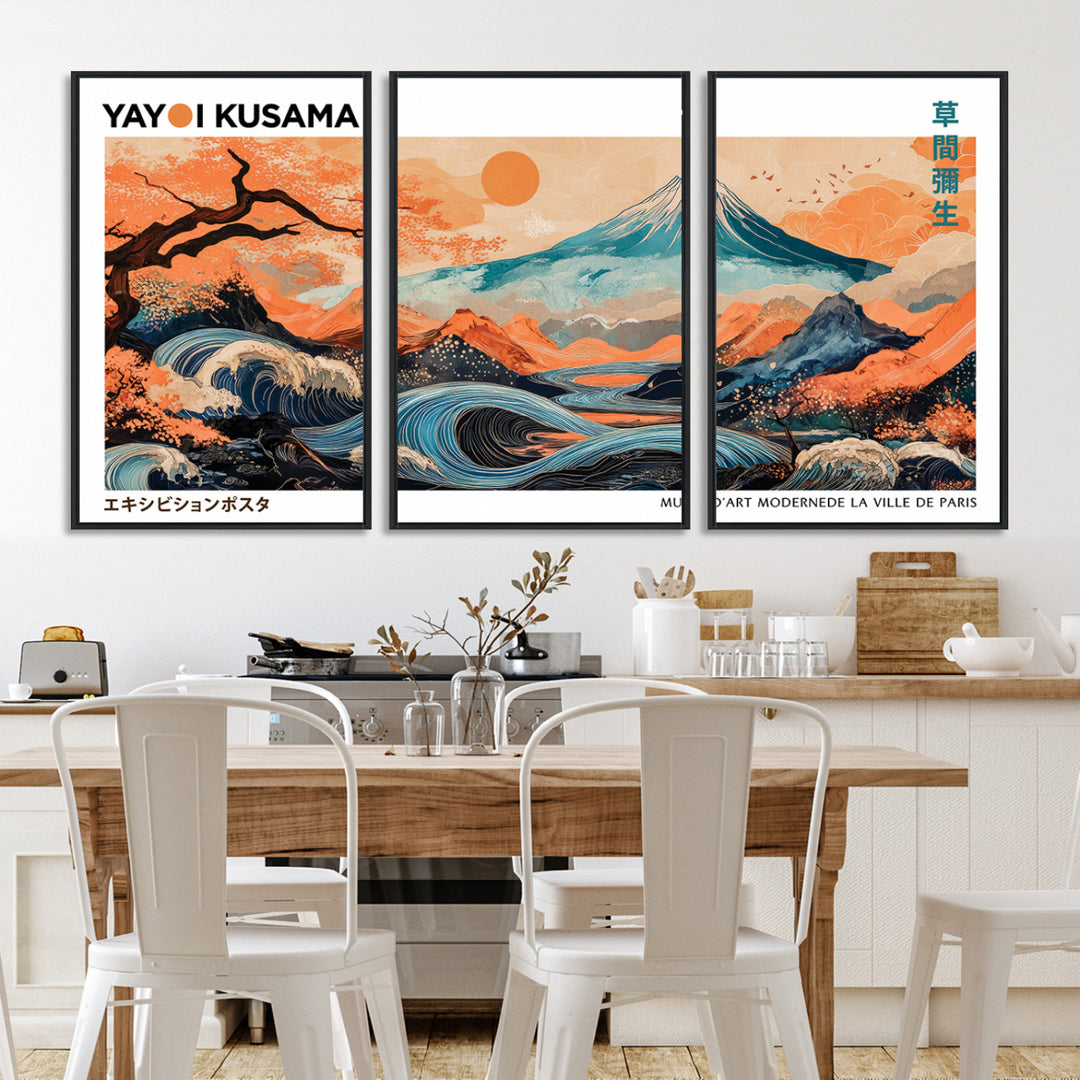 Yayoi Kusama 1986 Wall Art Print – Yayoi Kusama Wabi Sabi Japanese Wall Art Print - Vibrant Abstract Landscape Canvas – Ready-to-Hang Print