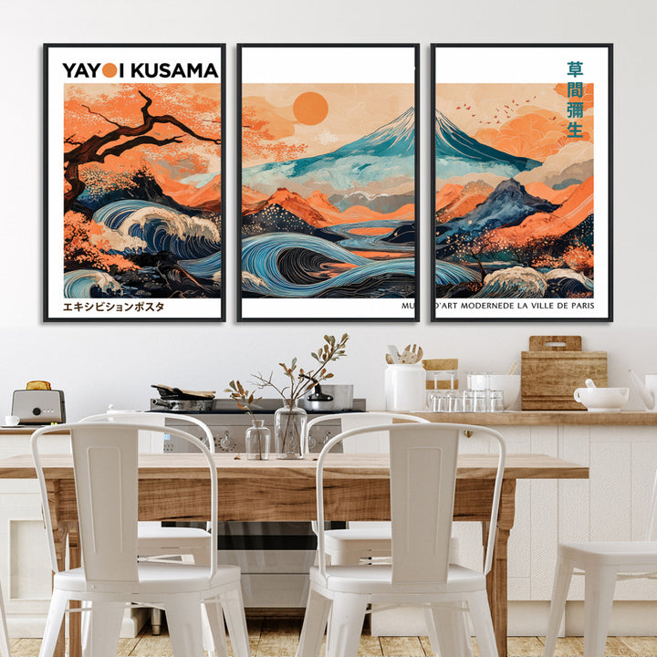 Yayoi Kusama 1986 Wall Art Print – Yayoi Kusama Wabi Sabi Japanese Wall Art Print - Vibrant Abstract Landscape Canvas – Ready-to-Hang Print