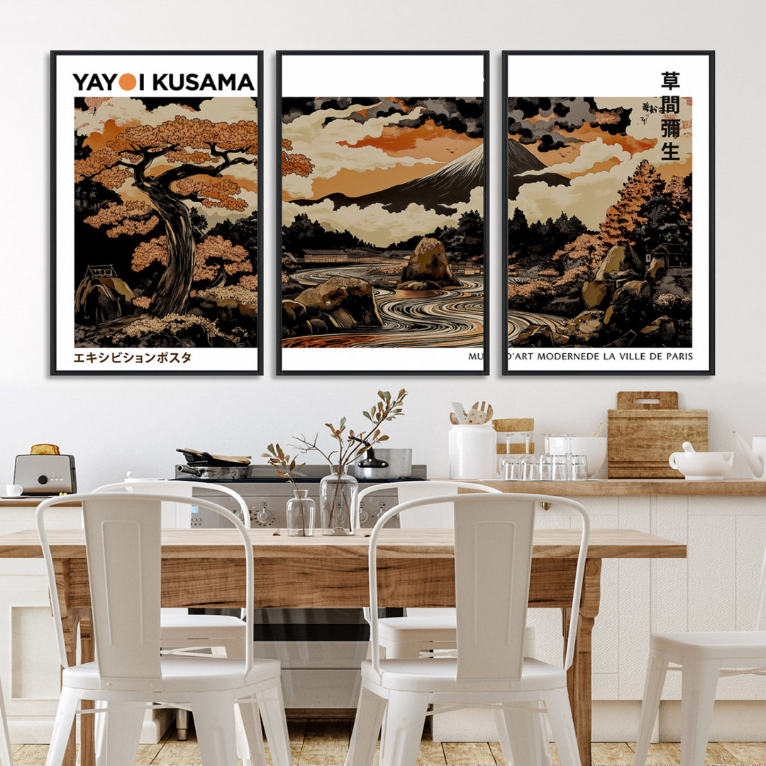 Modern Japanese Wall Art Print Yayoi Kusama Canvas Wall Art Abstract Mount Fuji Canvas Print Japanese Landscape Art Printing