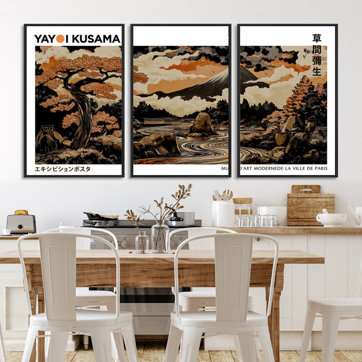 Modern Japanese Wall Art Print Yayoi Kusama Canvas Wall Art Abstract Mount Fuji Canvas Print Japanese Landscape Art Printing