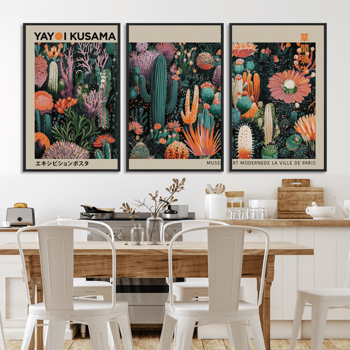 MGV-FC-60X30-3P - Yayoi Kusama Art Print, Yayoi Kusama Canvas Wall Art, Abstract Mount Fuji Canvas Print, Japanese