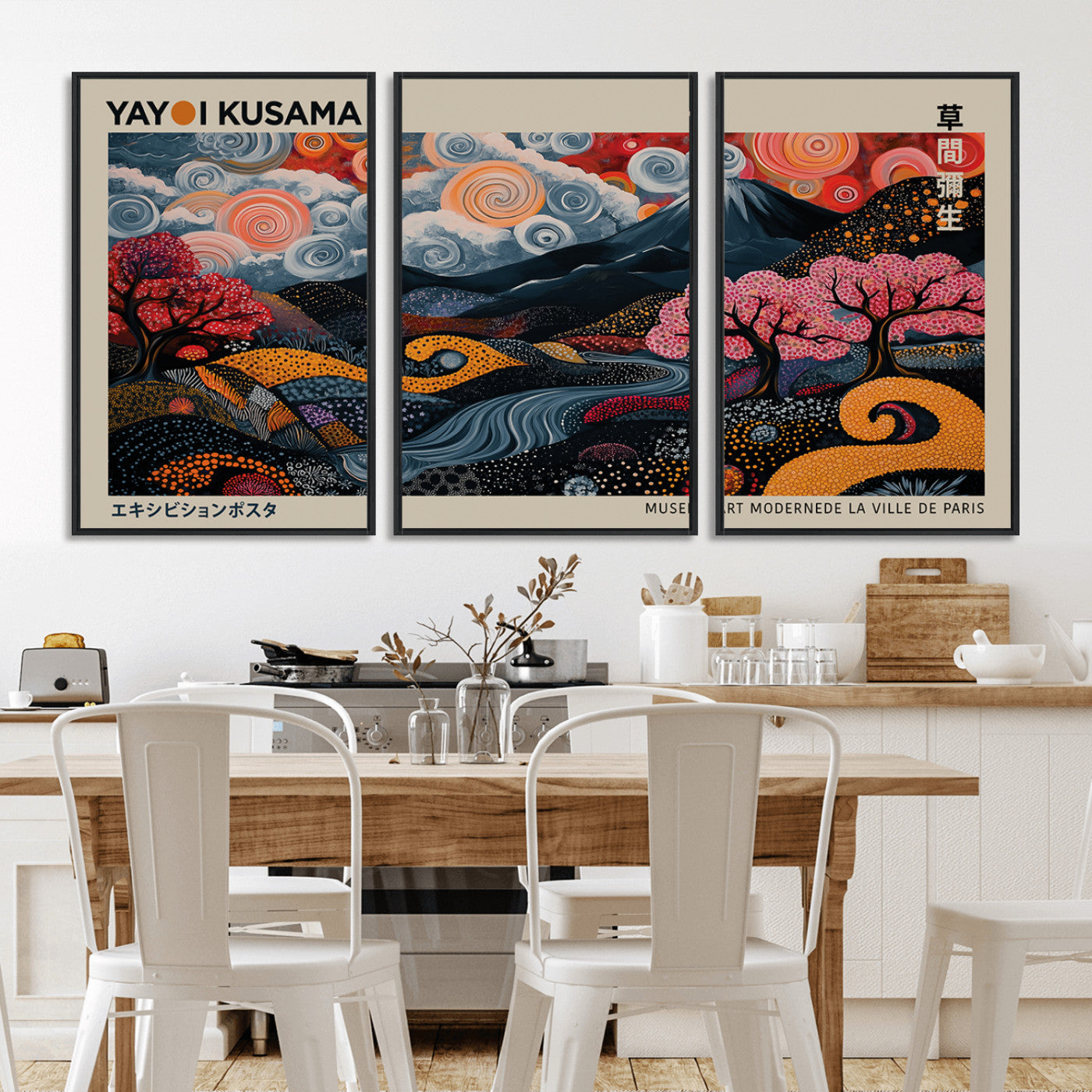 MGV-FC-60X30-3P - Modern Japanese Wall Art Print Yayoi Kusama Canvas