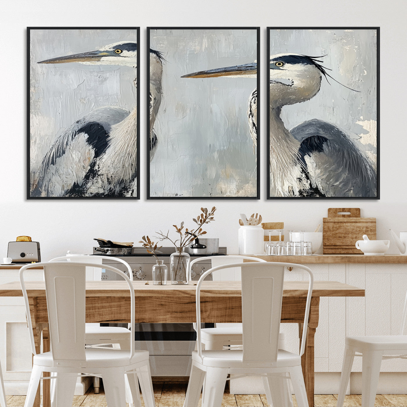 MGV-FC-60X30-3P - Bird Canvas Decor Wall Art Canvas Print, Framed Coastal Bird Pair Art Picture Print, Minimalist Wildlife Wall Perfect Coastal Minimalist Decor Artwork