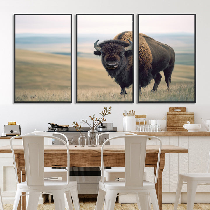 Bison Wall Art Wall Art Canvas Print, Buffalo Canvas Print Print, Framed American Bison Decor Art Print, Large Frontier Style Printing Perfect