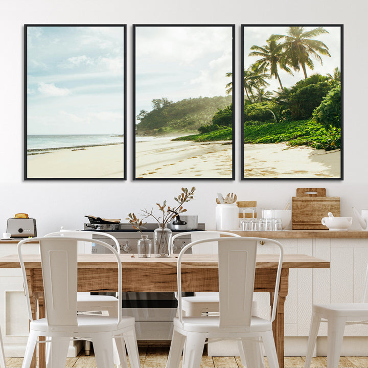 Relaxing Beach Wall Art Canvas Print, Framed Ocean View Art Picture Print, Coastal Serenity Perfect Tropical Coastal Decor Artwork