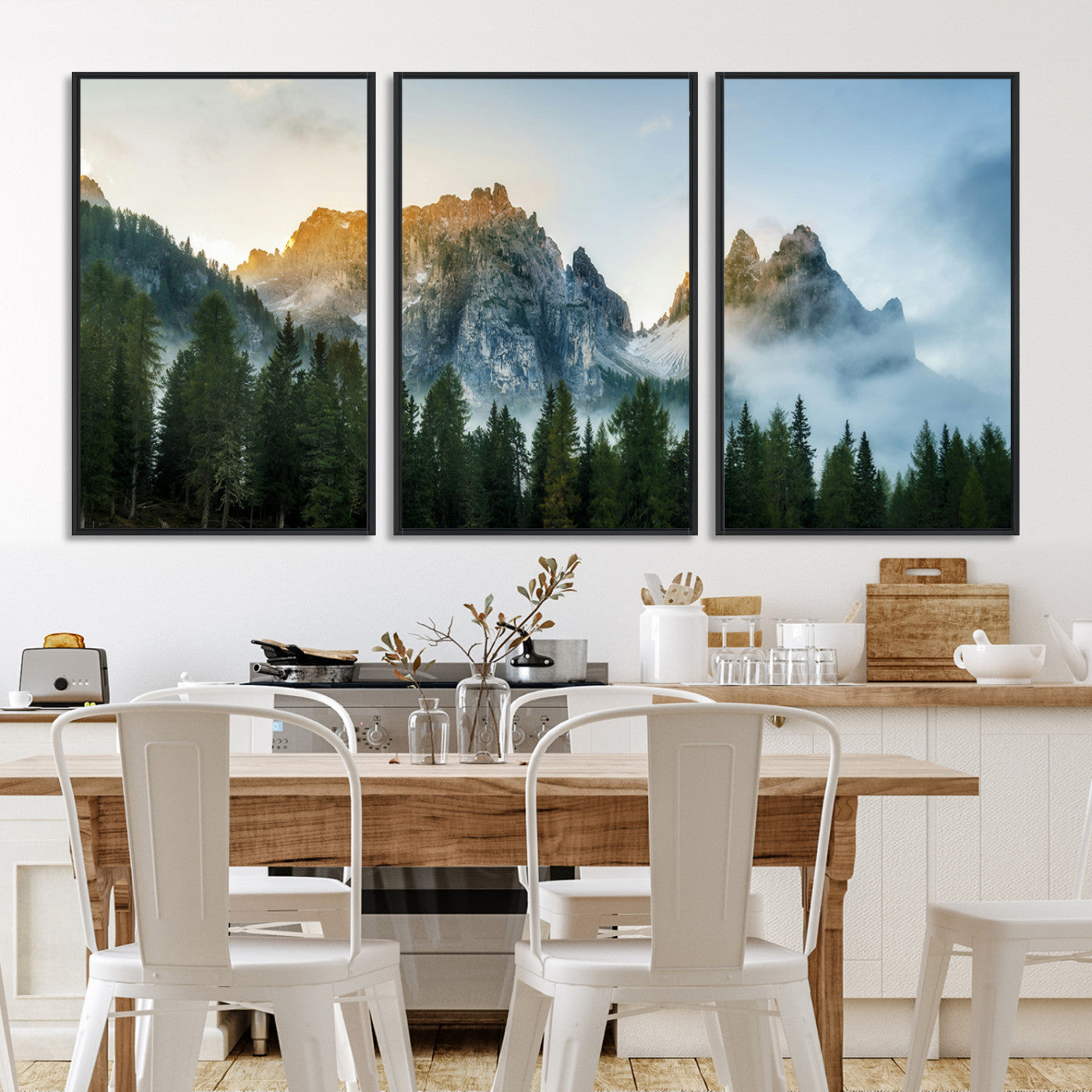 21145440-MGV-FC-60X30-3P_Black-Wilderness Wall Art - Framed Nature Landscape Decor, Mountain Wall Art Canvas Print, Framed Nature Landscape Decor Art