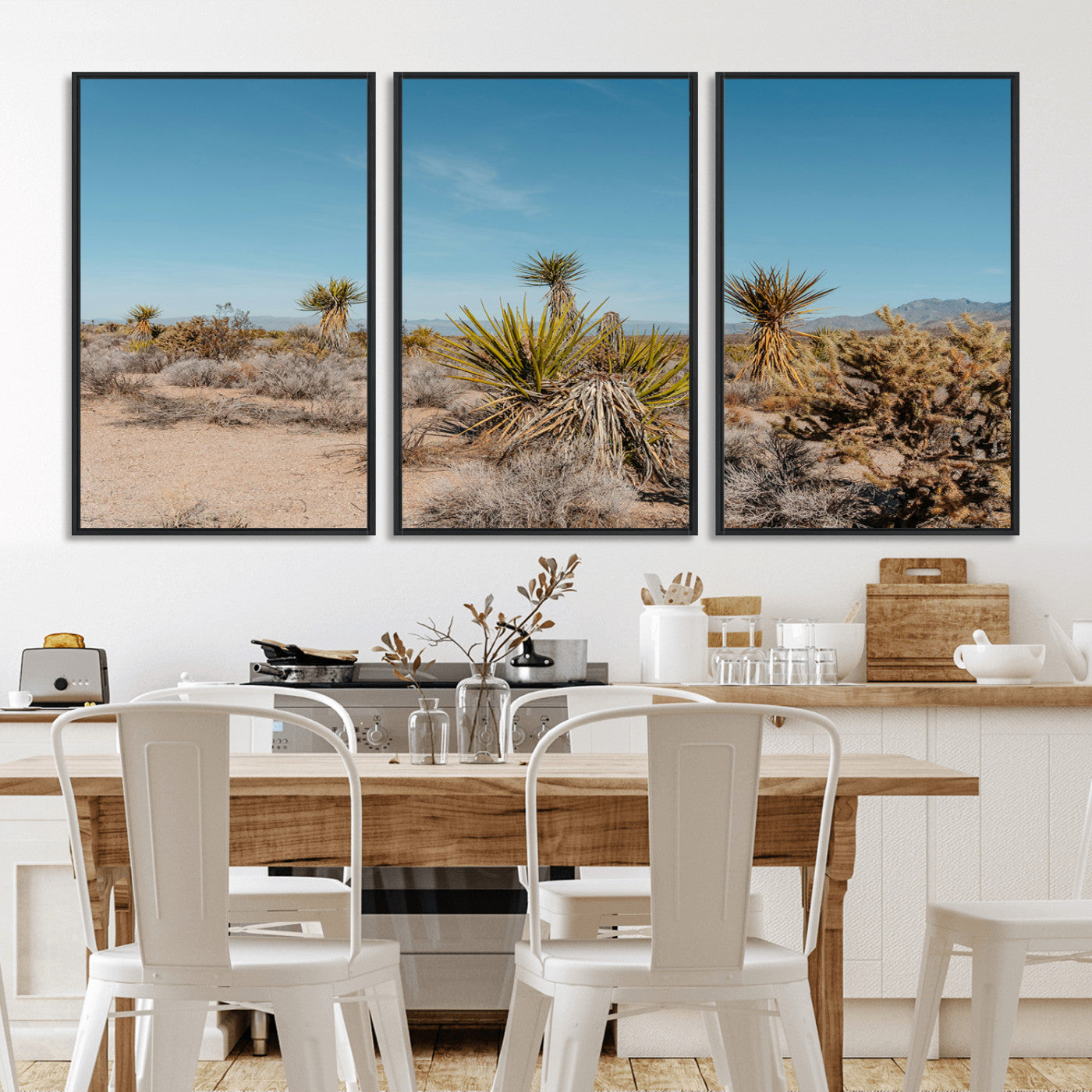 MGV-FC-60X30-3P - Joshua Tree Wall Art Canvas Print, Framed Desert Landscape Art Picture Print, Warm Earth Tones Perfect Southwestern Minimalist Decor Artwork