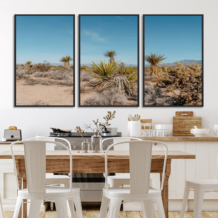 Joshua Tree Wall Art Canvas Print, Desert Landscape Print, Framed Warm Earth Tones Art Print, Large California Southwest Printing