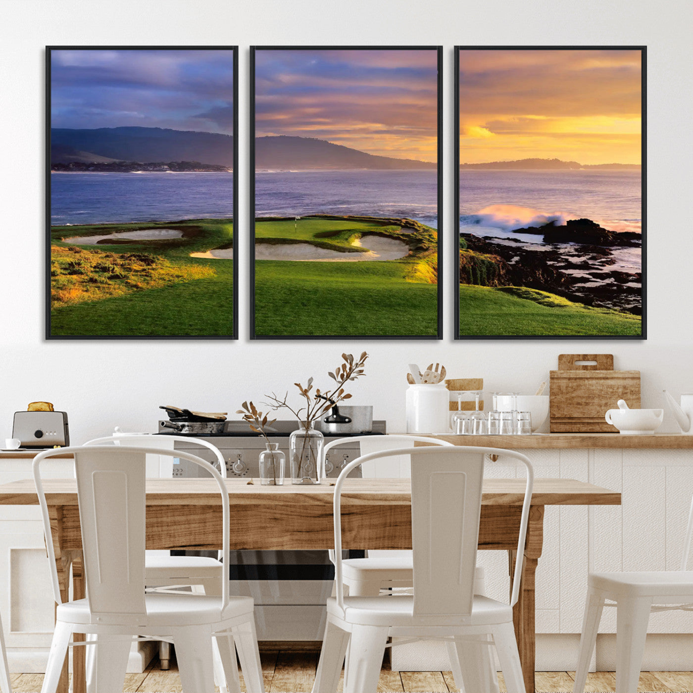 73699248-MGV-FC-60X30-3P_Black-Pebble Beach Golf Links Wall Art Canvas Print – Iconic Coastal Golf Course Artwork, Perfect for Office, Man Cave, or Golf Lover’s Decor