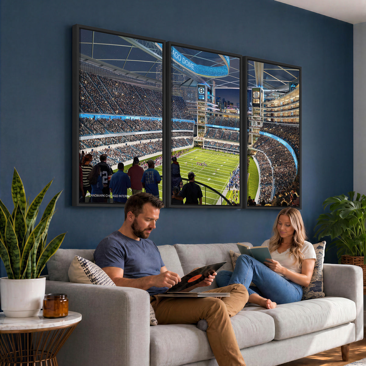 41816511-MGV-CV-36X24 - Chicago Dome Stadium Wall Art Canvas Print, Framed Modern Decor