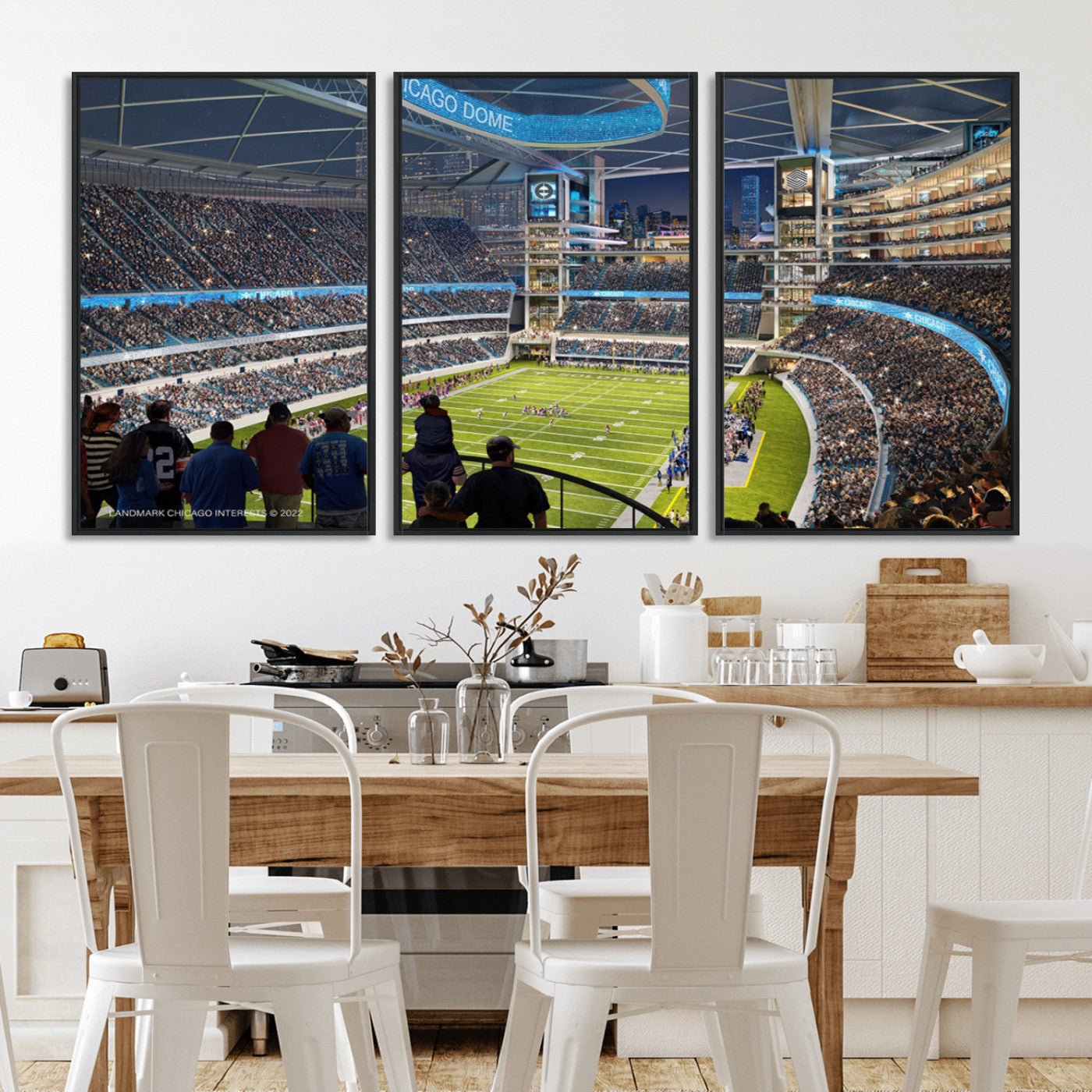 41816511-MGV-FC-60X30-3P_Black-Chicago Bears Soldiers Field Wall Art Canvas Print – Framed Football Stadium Artwork for Sports Fans, Soldier Field Skyline Canvas Decor for Game Room or Man Cave