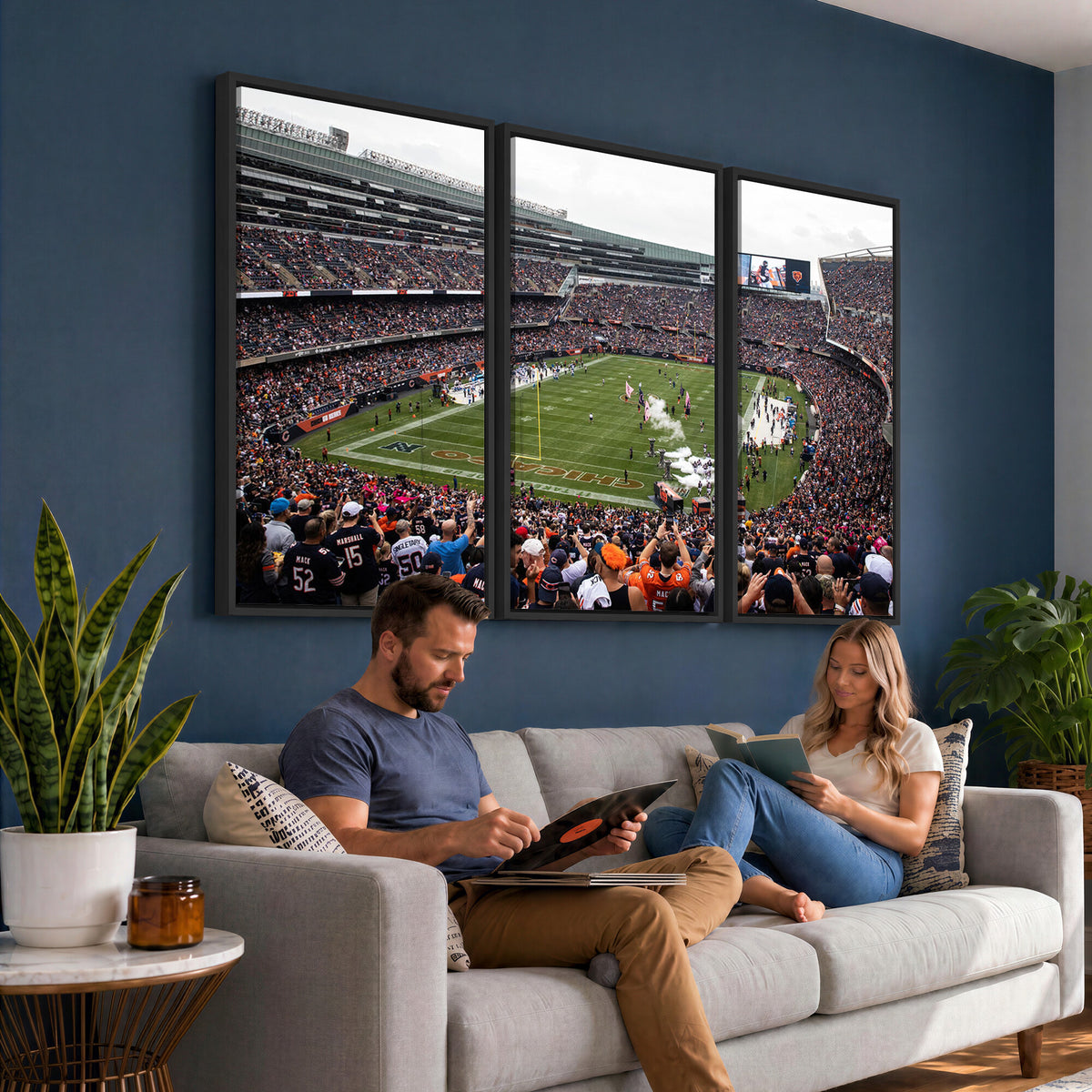 18347149-MGV-CV-36X24 - Chicago Bears Soldier Field Wall Art Canvas Print – Framed Football Stadium Artwork Team Spirit for home, office