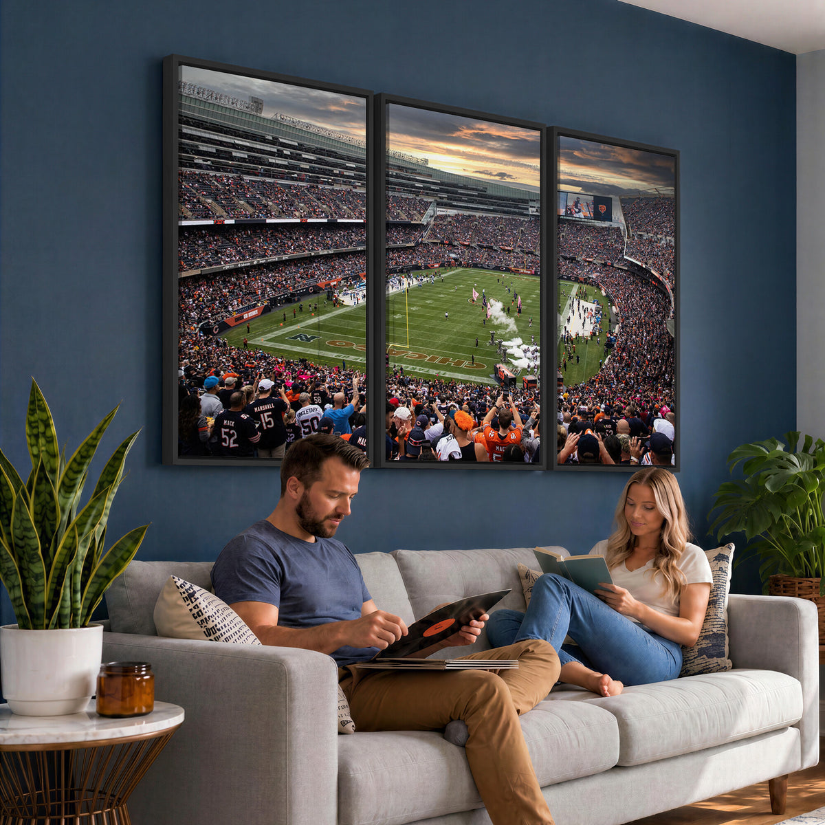 87578930-PAN-FL-20X10 - Chicago Bears Soldiers Field Wall Art Canvas Print, Home Bar Wall Decor