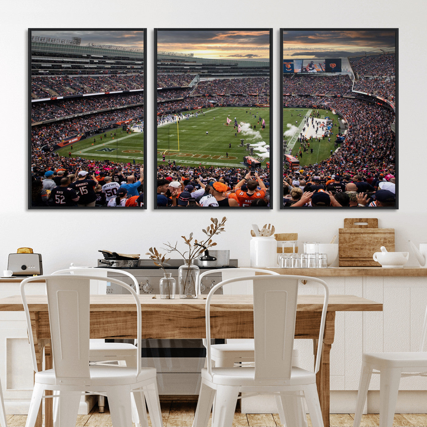 MGV-FC-60X30-3P - Chicago Bears Soldiers Field Wall Art Canvas Print – Framed Football Stadium Artwork for Sports