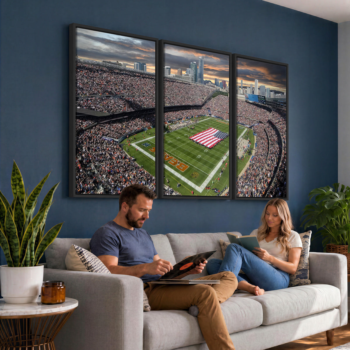98106777-PAN-FL-20X10 - Chicago Bears Soldiers Field Wall Art Canvas Print, Extra Large Game Room Wall Decor