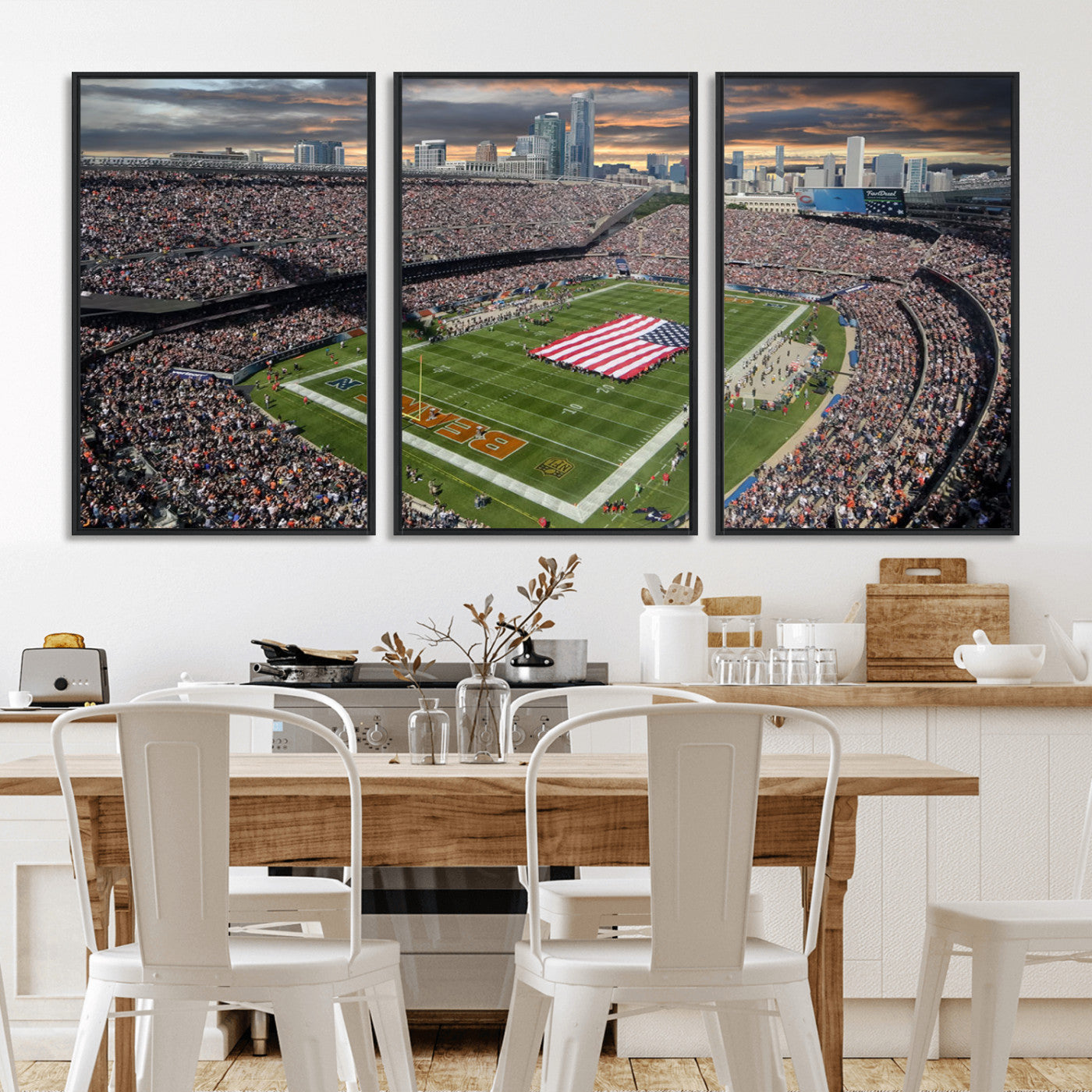 MGV-FC-60X30-3P - Chicago Bears Soldiers Field Wall Art Canvas Print – Framed Football Stadium Artwork for Sports