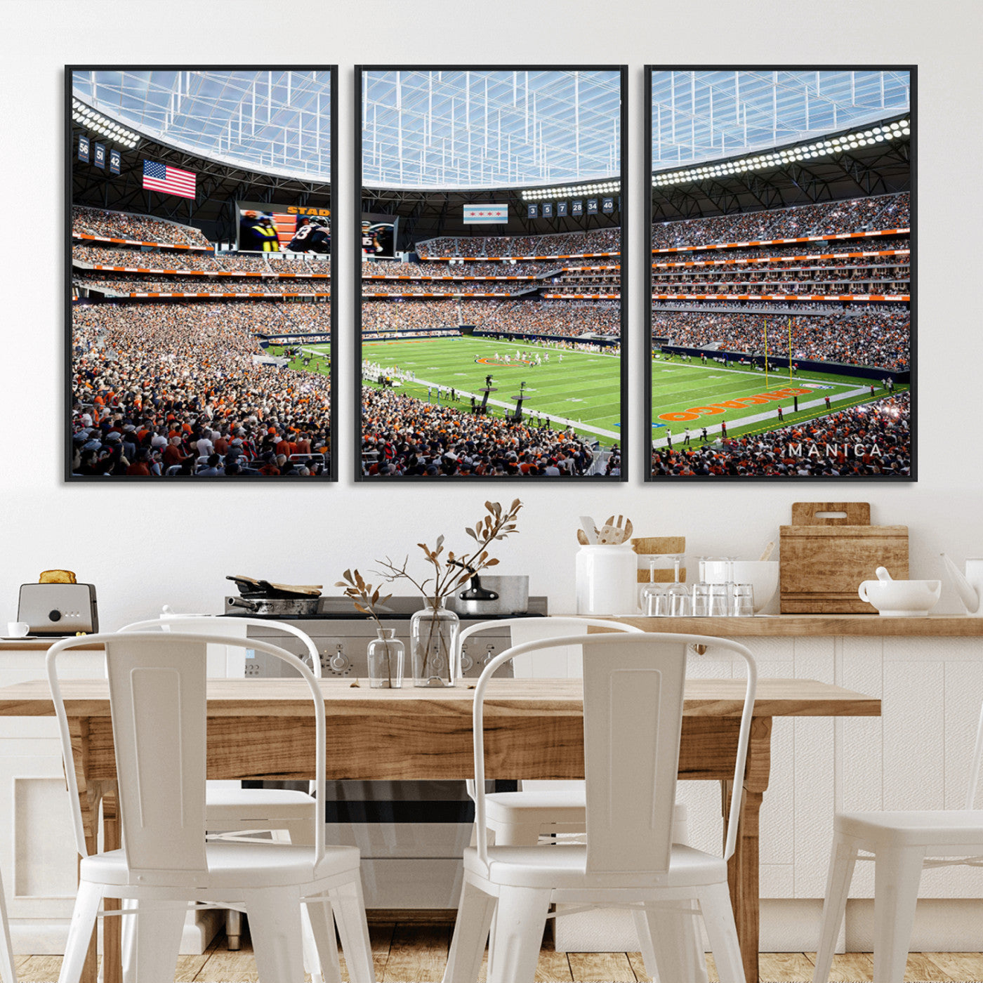 MGV-FC-60X30-3P - Chicago Bears Soldiers Field Wall Art Canvas Print – Framed Football Stadium Artwork for Sports