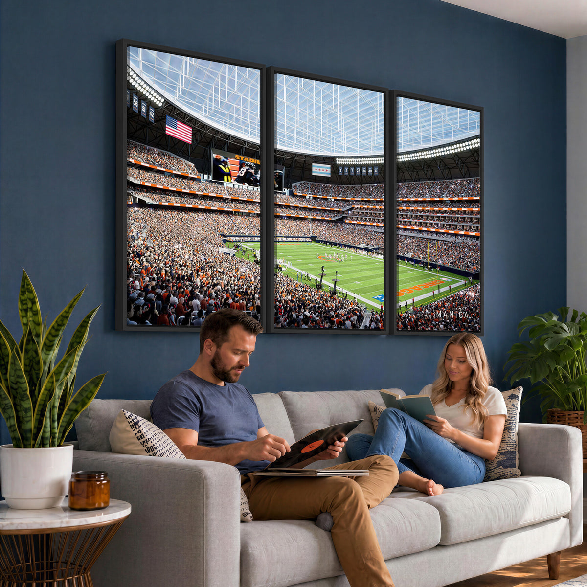 32530647-PAN-FL-20X10 - Chicago Bears Soldiers Field Wall Art Canvas Print, Framed and Ready to Hang