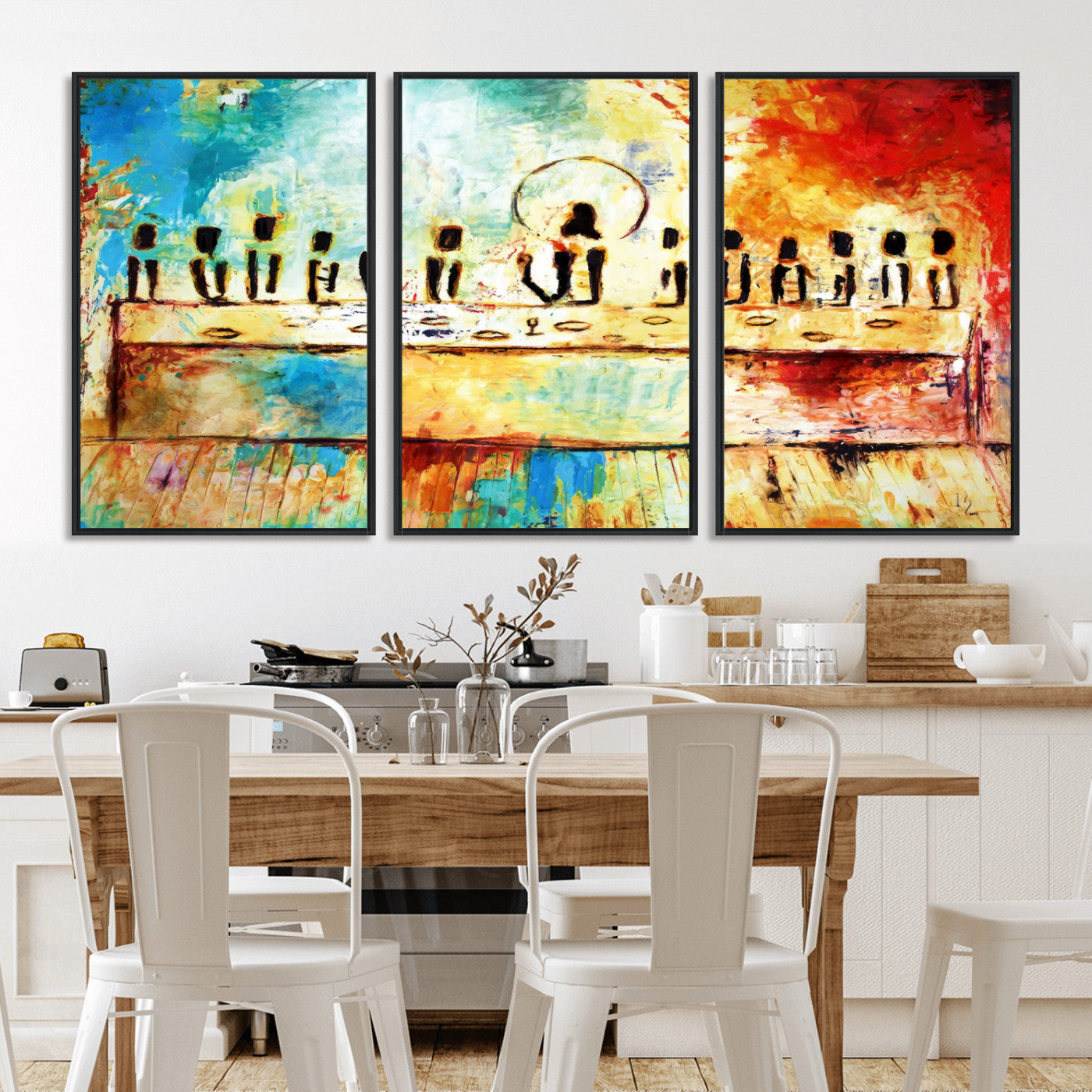 MGV-FC-60X30-3P - Abstract Last Supper with Apostles Wall Art Canvas Print